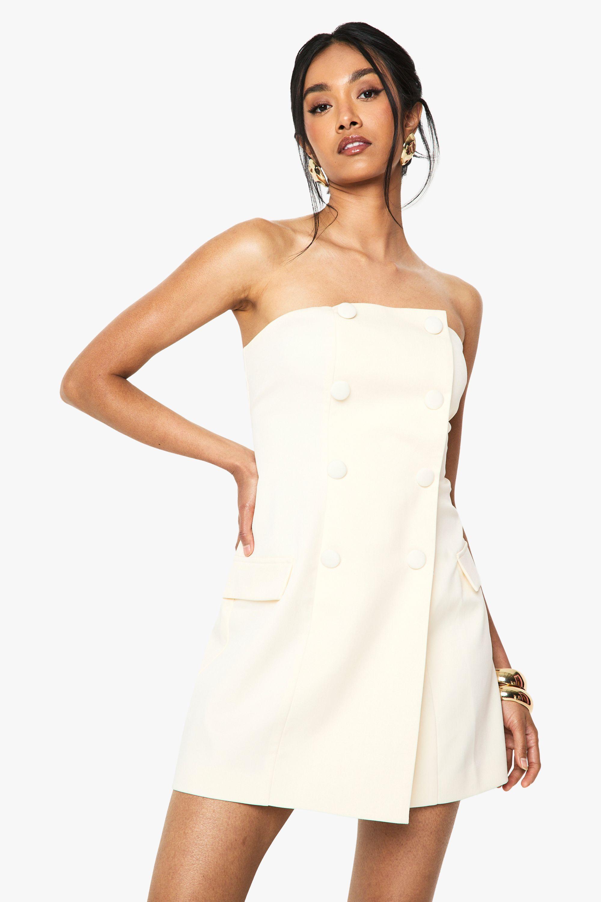 Double Breasted Bandeau Tailored Mini Dress by BOOHOO