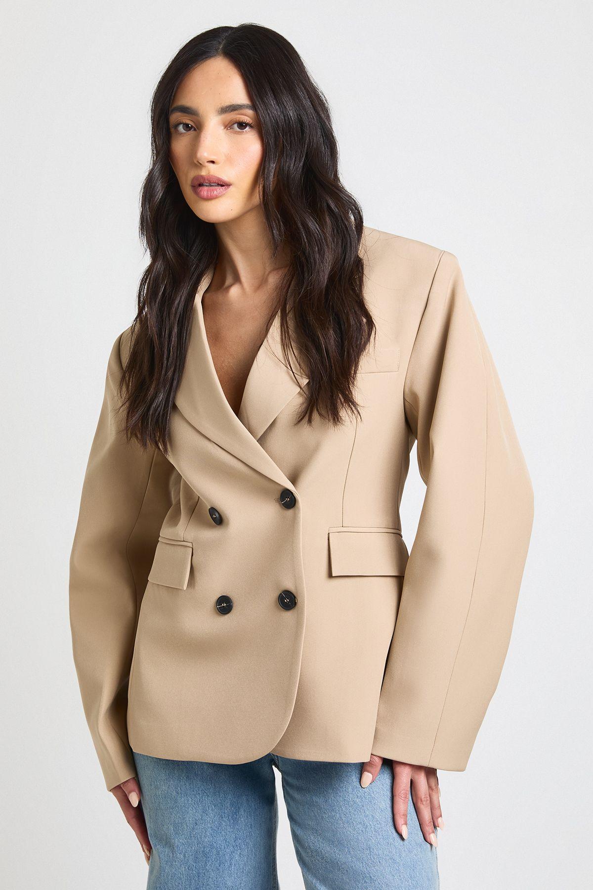 Double Breasted Boxy Blazer by BOOHOO