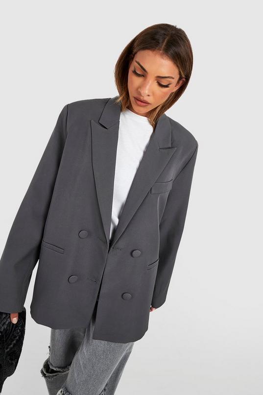 Double Breasted Relaxed Fit Tailored Blazer by BOOHOO
