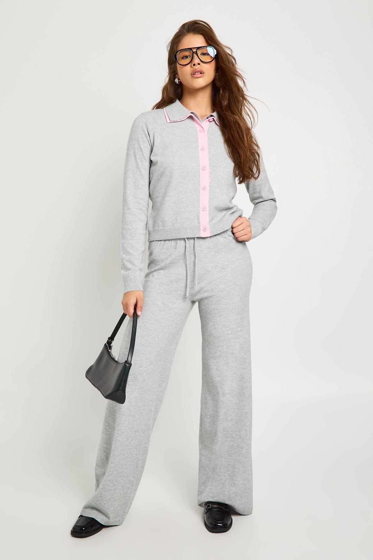Double Layer Detail Cardigan and Wide Leg Trouser Co-Ord by BOOHOO