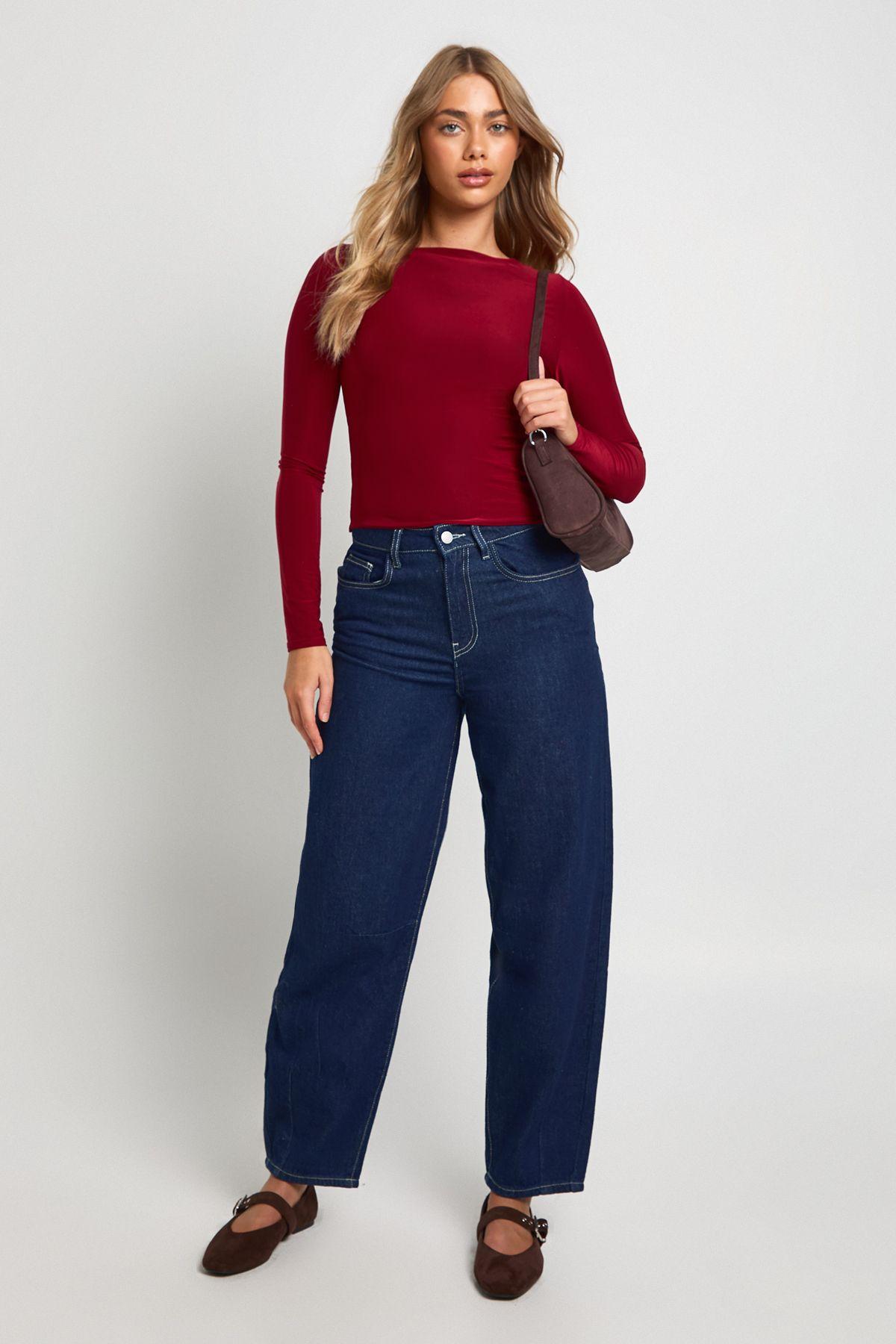 Double Layer Slinky Long Sleeve Top by BOOHOO
