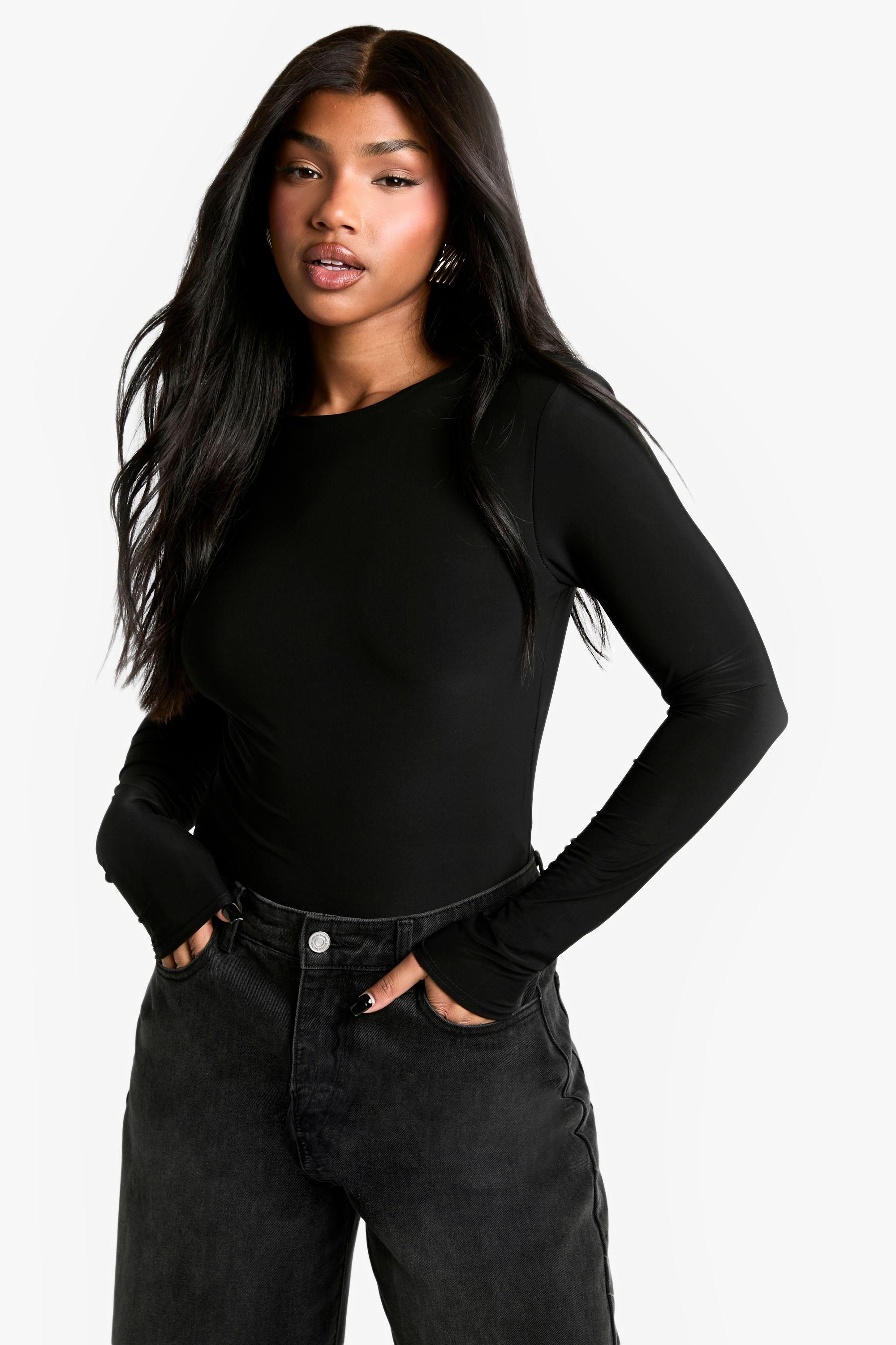 Double Layer Slinky Long Sleeve Top by BOOHOO