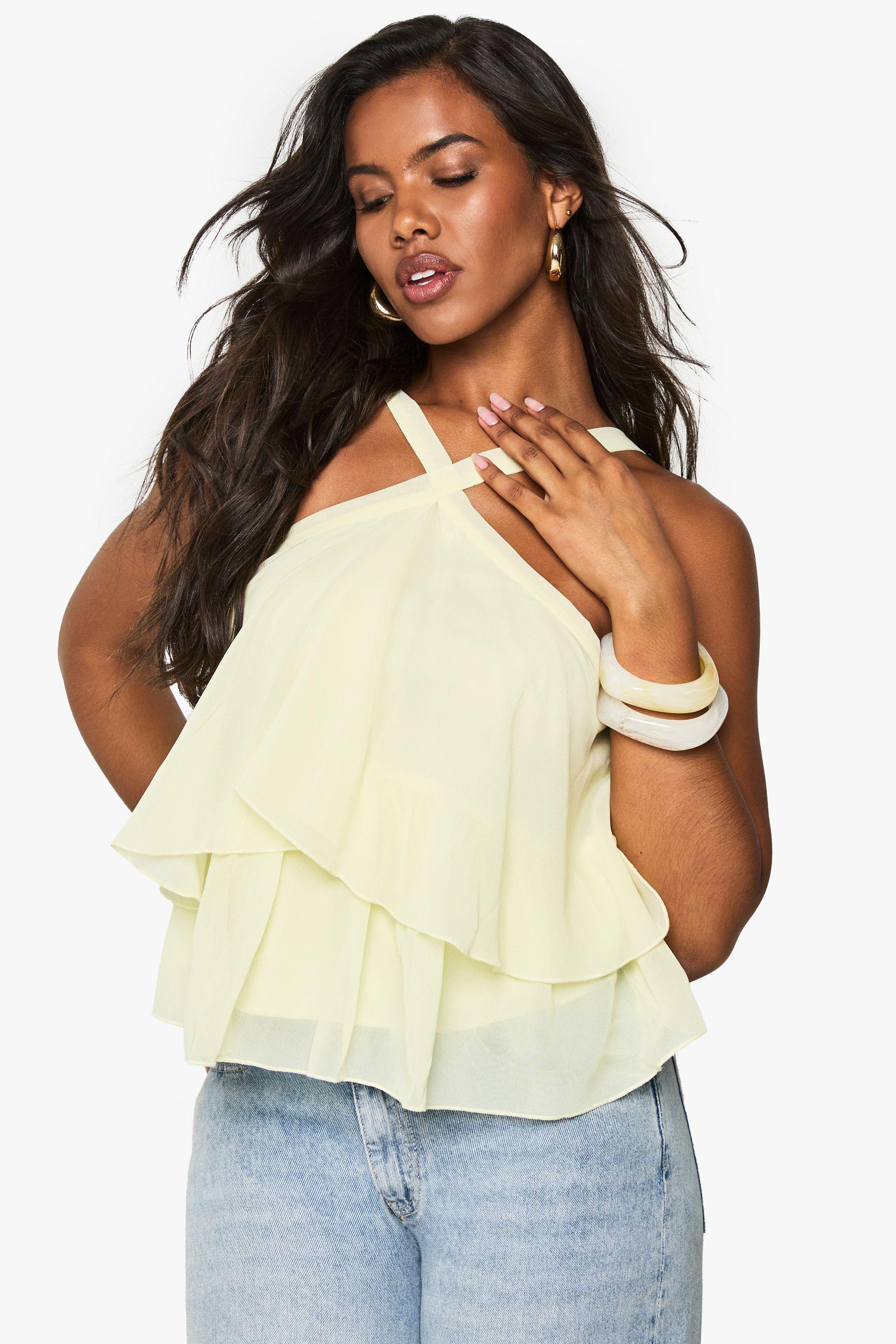 Double Layer Woven Cami Top by BOOHOO