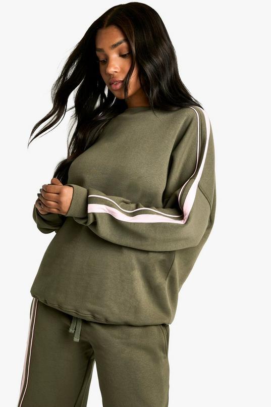 Double Side Striped Oversized Sweatshirt by BOOHOO