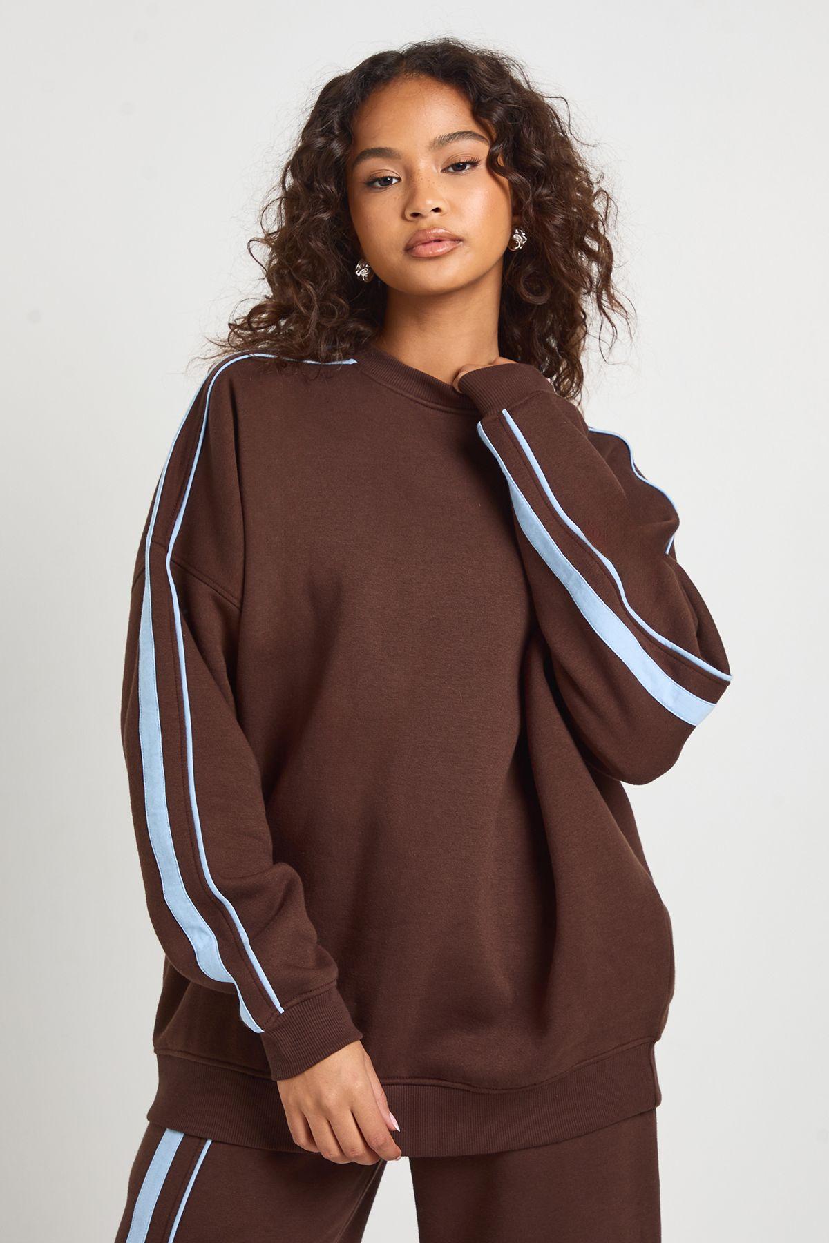 Double Side Striped Oversized Sweatshirt by BOOHOO
