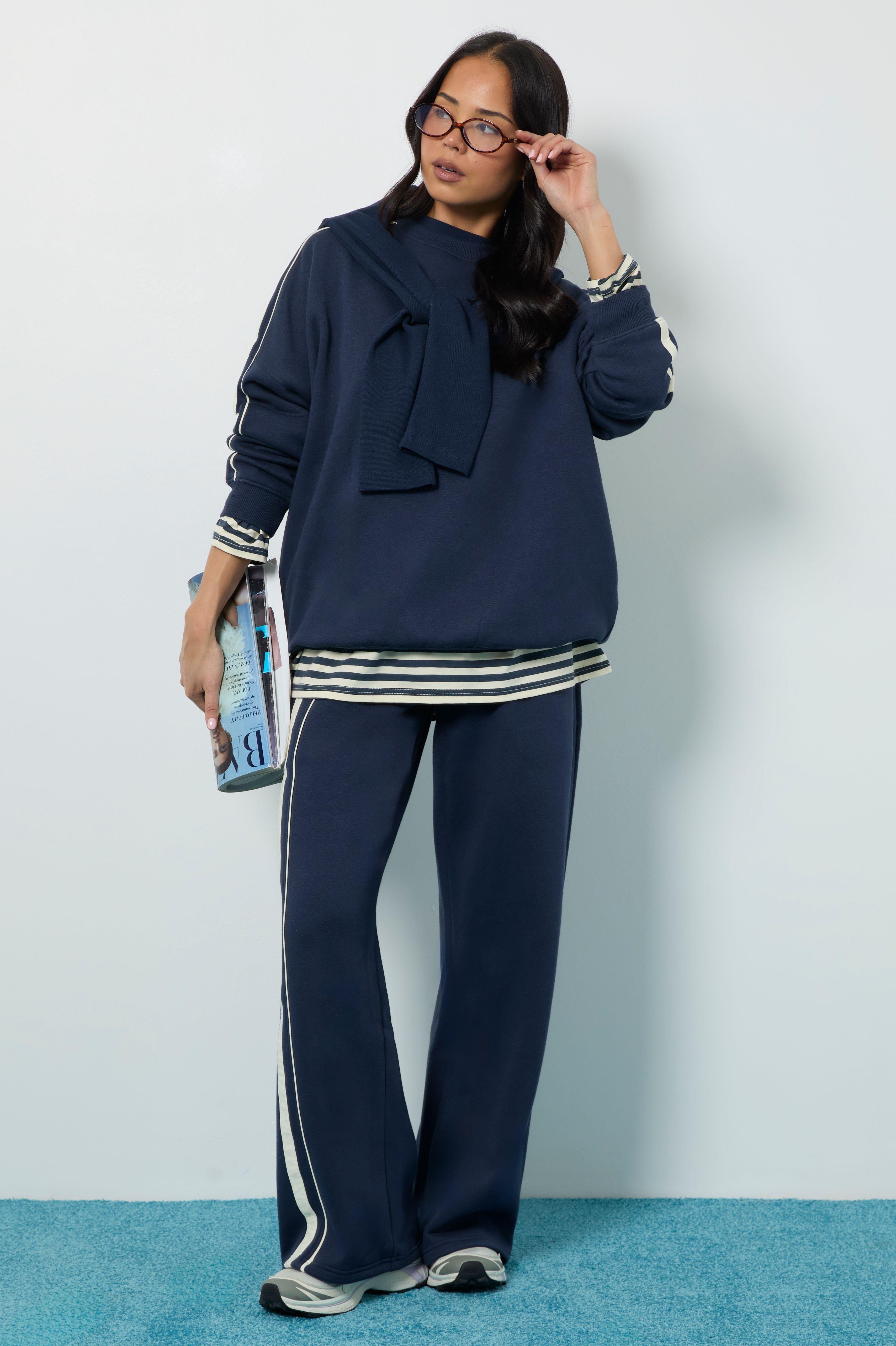 Double Side Striped Oversized Sweatshirt by BOOHOO
