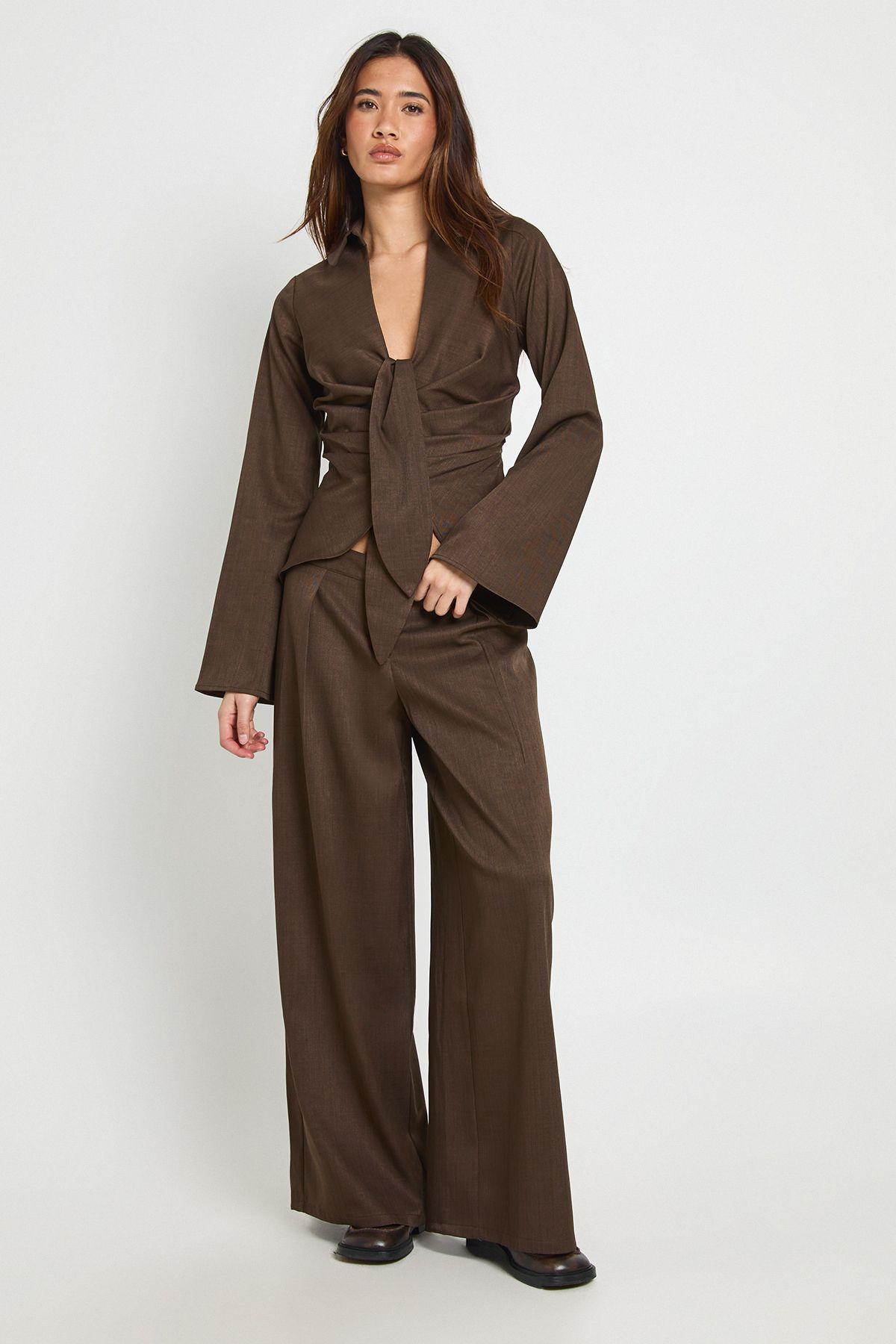 Drape Cinched Shirt by BOOHOO