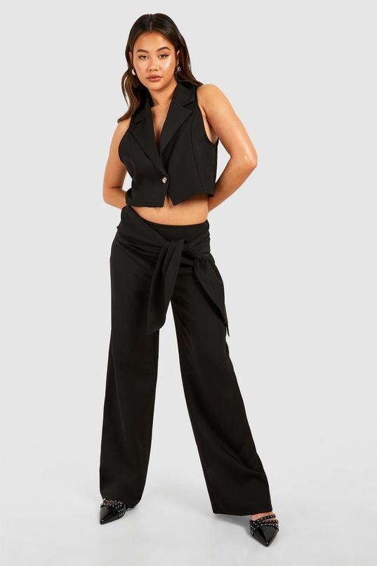 Drape Side Wide Leg Trousers by BOOHOO