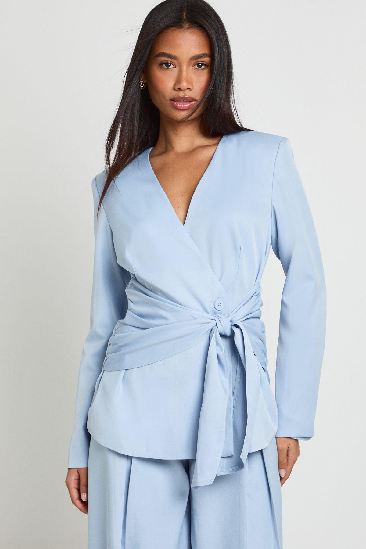 Drape Wrap Waist Blazer by BOOHOO