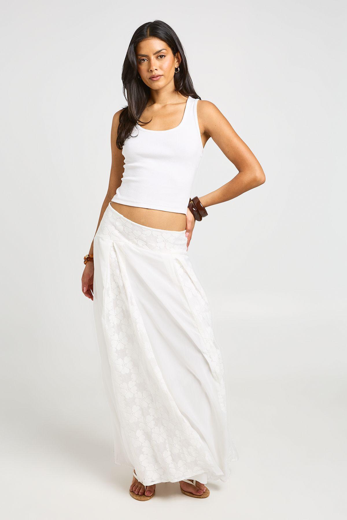 Emboridered Lace Godet Maxi Skirt by BOOHOO