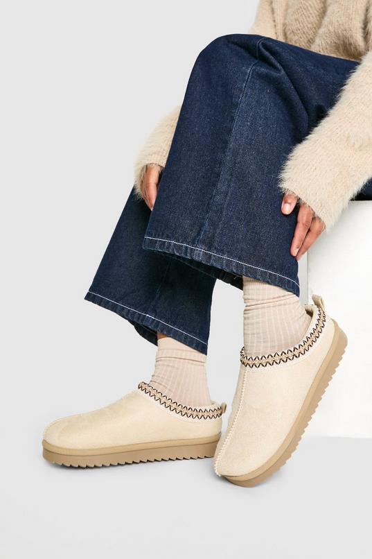 Embroidered Cosy Mules by BOOHOO