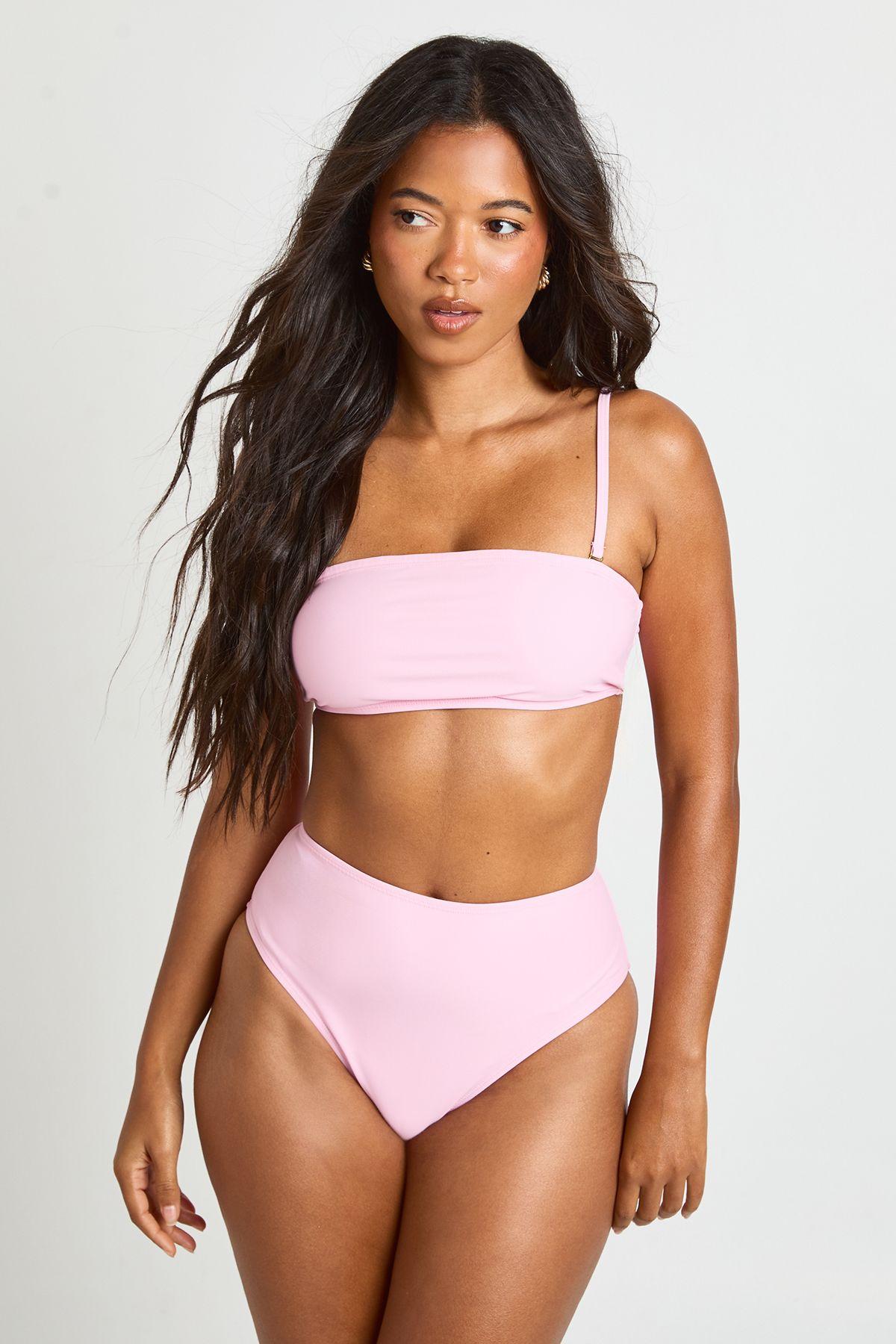 Essentials Detachable Strap Bandeau Bikini Top by BOOHOO