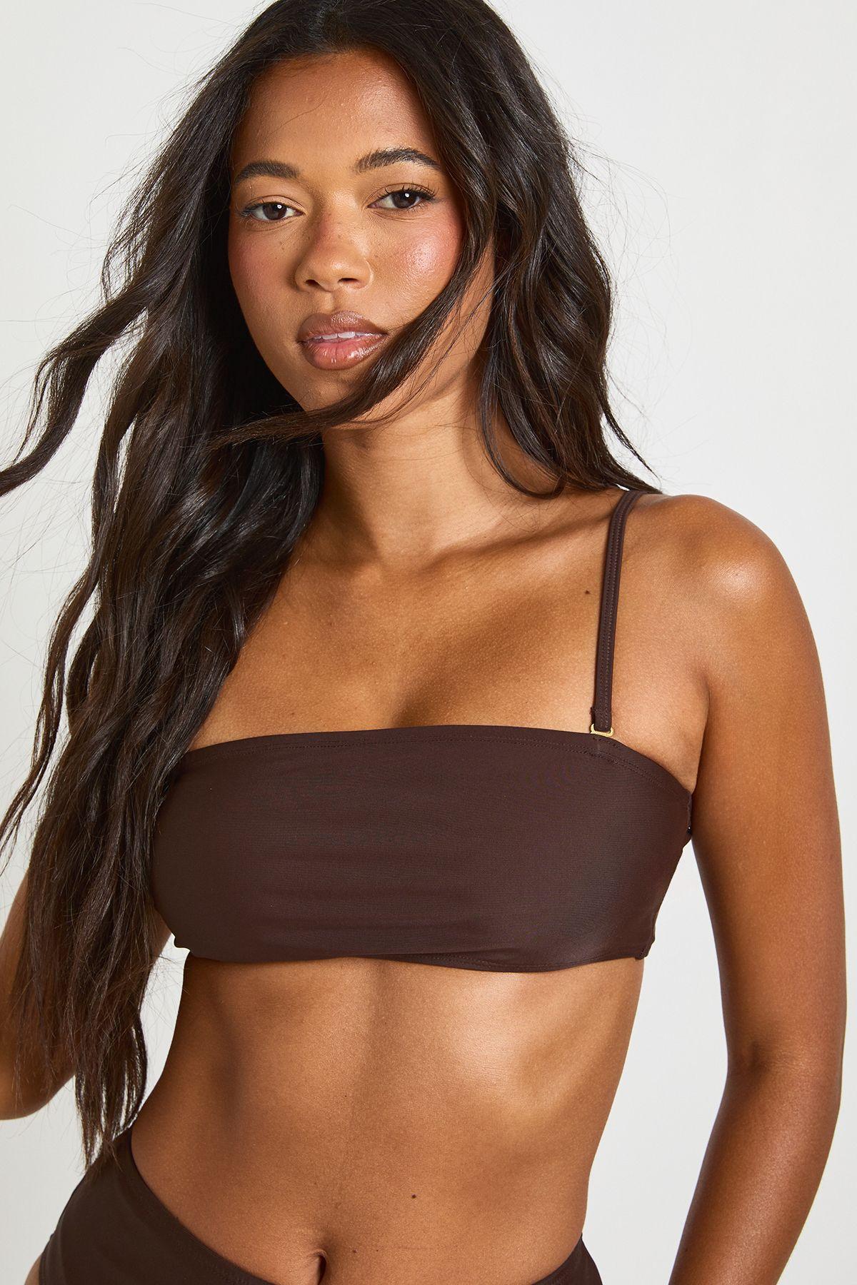 Essentials Detachable Strap Bandeau Bikini Top by BOOHOO