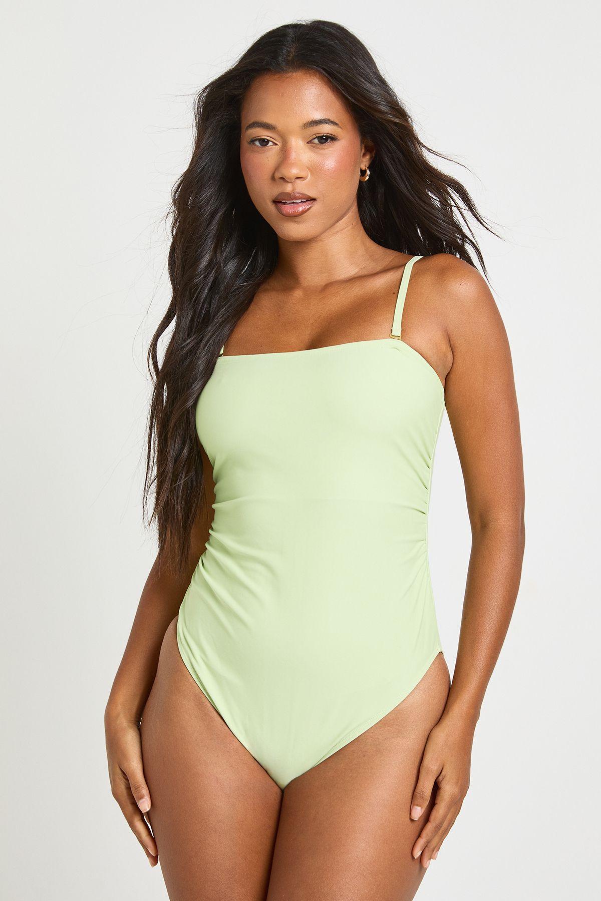 Essentials Detachable Strap Bandeau Swimsuit by BOOHOO