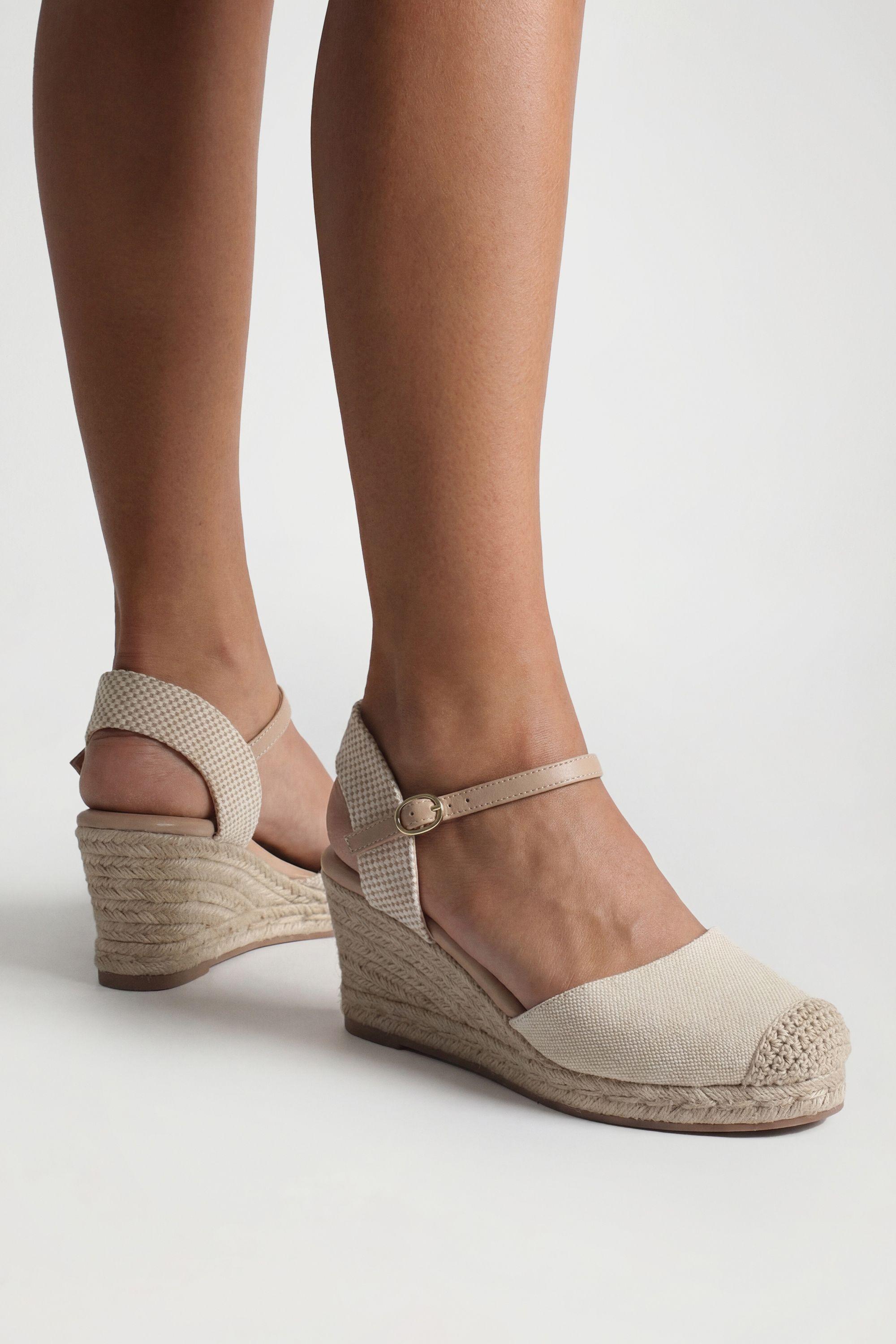 Extra Wide Fit Linen Wedges by BOOHOO
