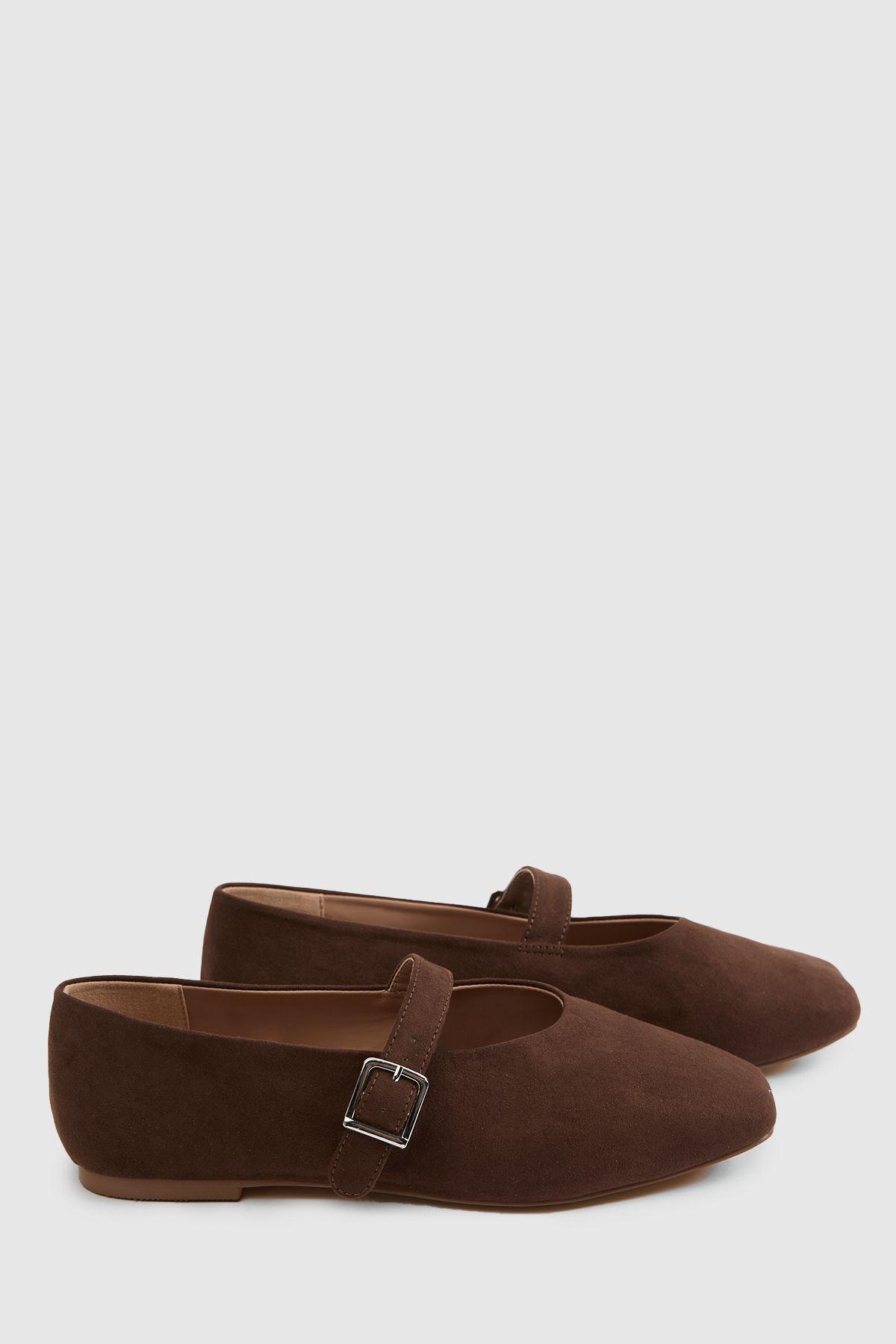 Extra Wide Fit Square Toe Ballet Flats by BOOHOO