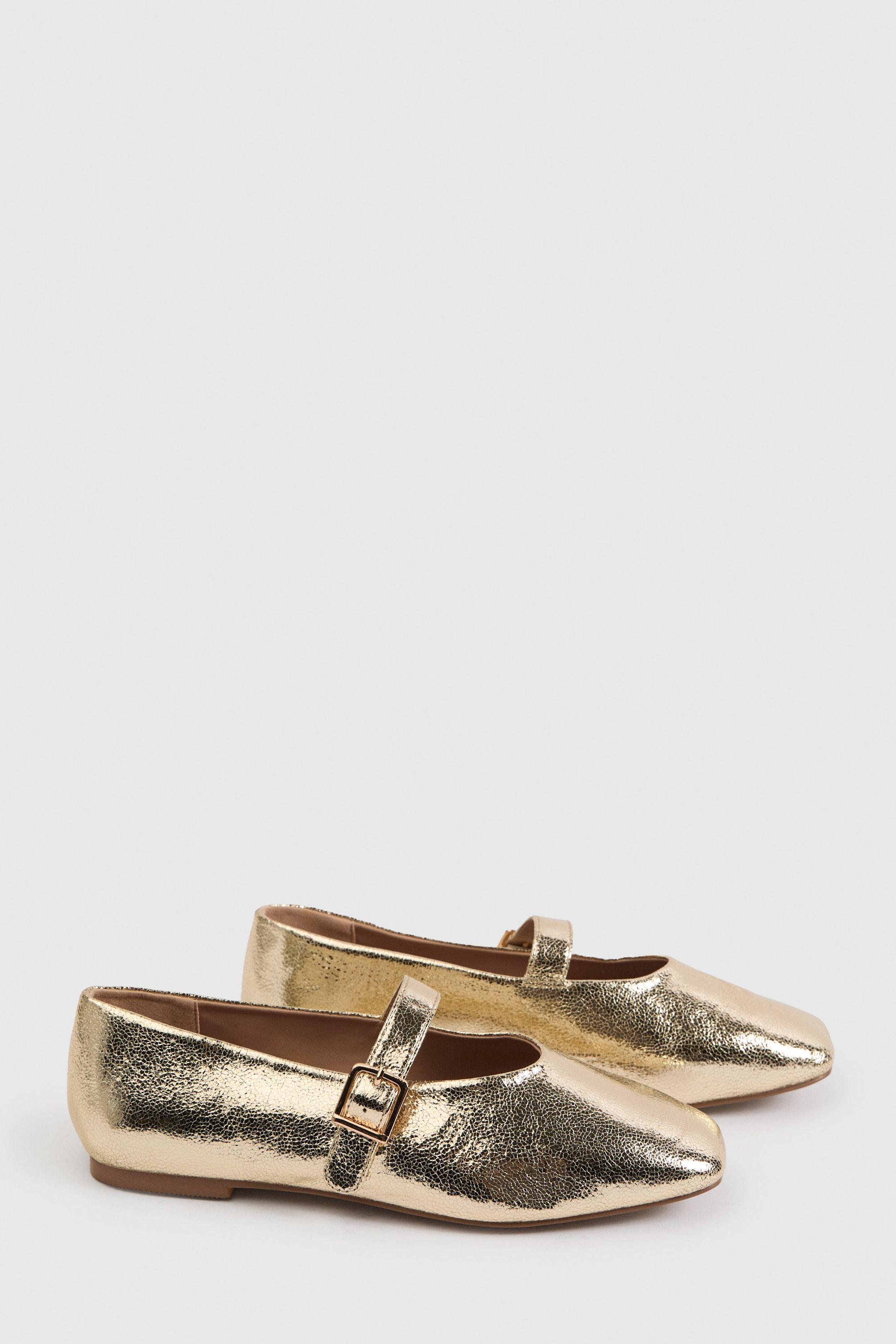 Extra Wide Fit Square Toe Ballet Flats by BOOHOO