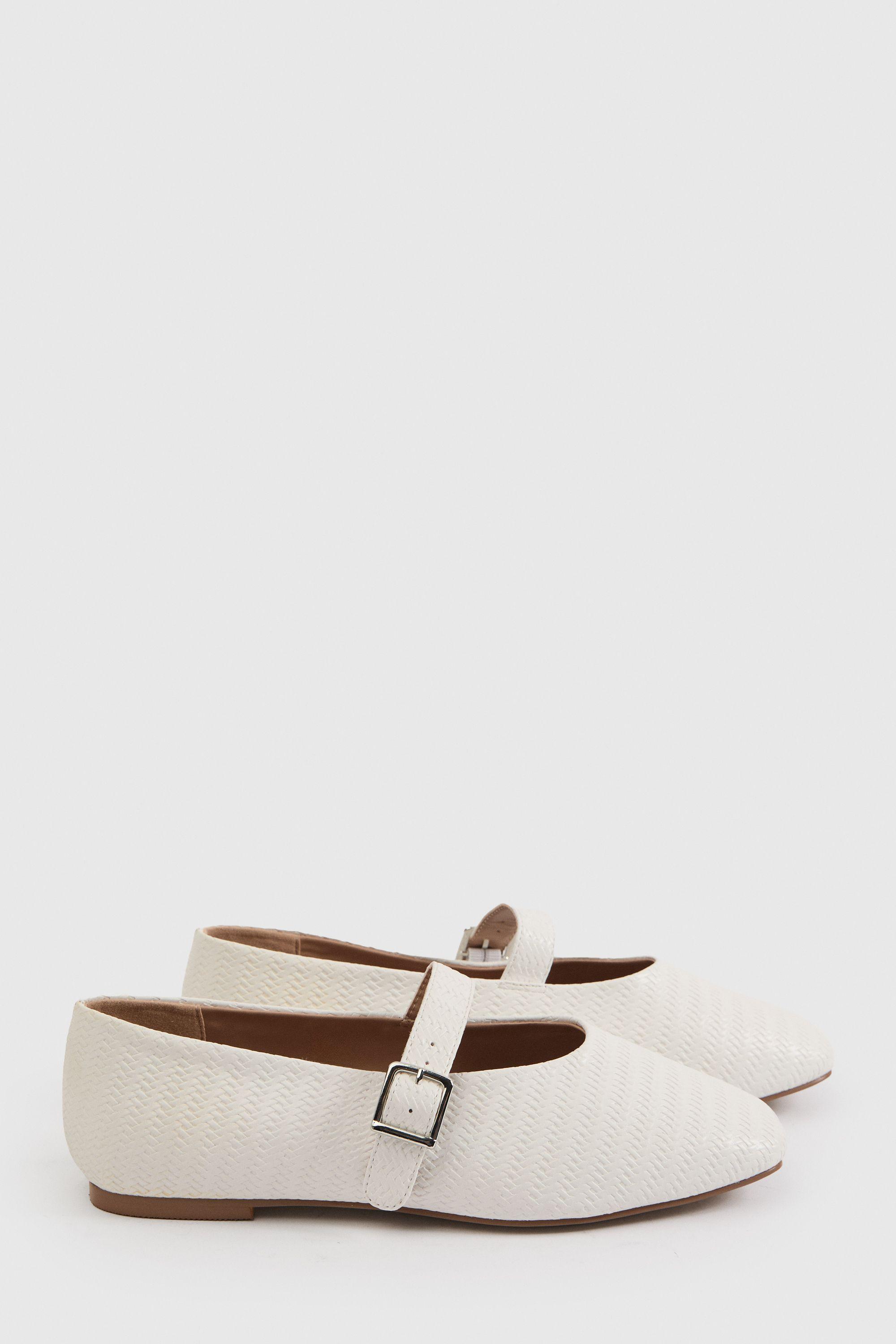 Extra Wide Fit Square Toe Ballet Weave Flats by BOOHOO