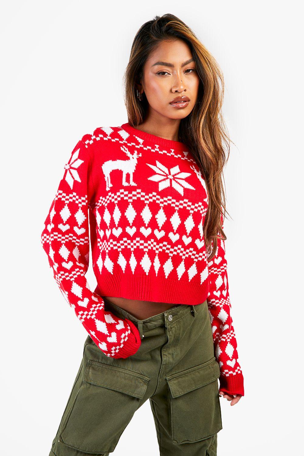 Fairisle Crop Christmas Jumper by BOOHOO