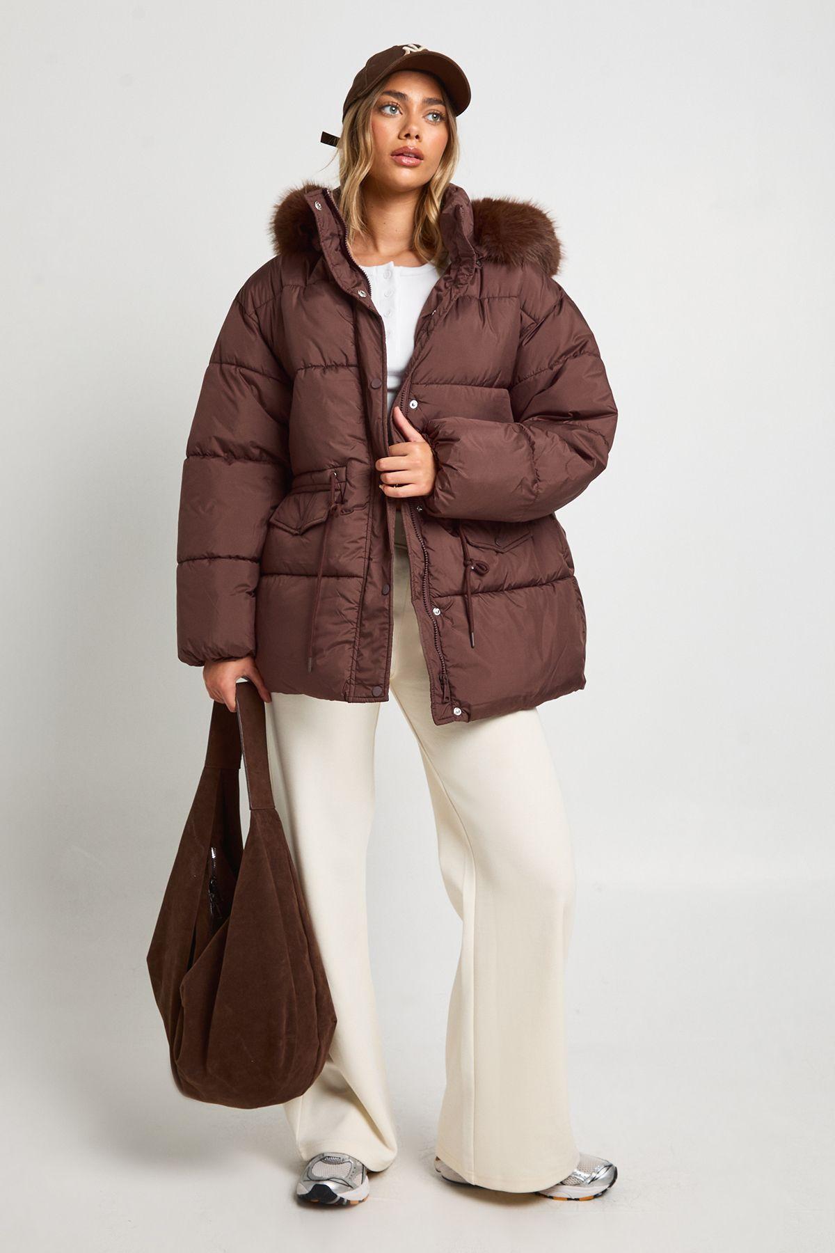 Faux Fur Trim Parka by BOOHOO