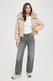 Faux Fur Trim Rib Cuff Puffer Jacket by BOOHOO Faux Fur Trim Rib Cuff Puffer Jacket by BOOHOO