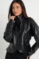 Faux Leather Cinched Waist Jacket by BOOHOO