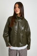 Faux Leather Funnel Neck Jacket by BOOHOO