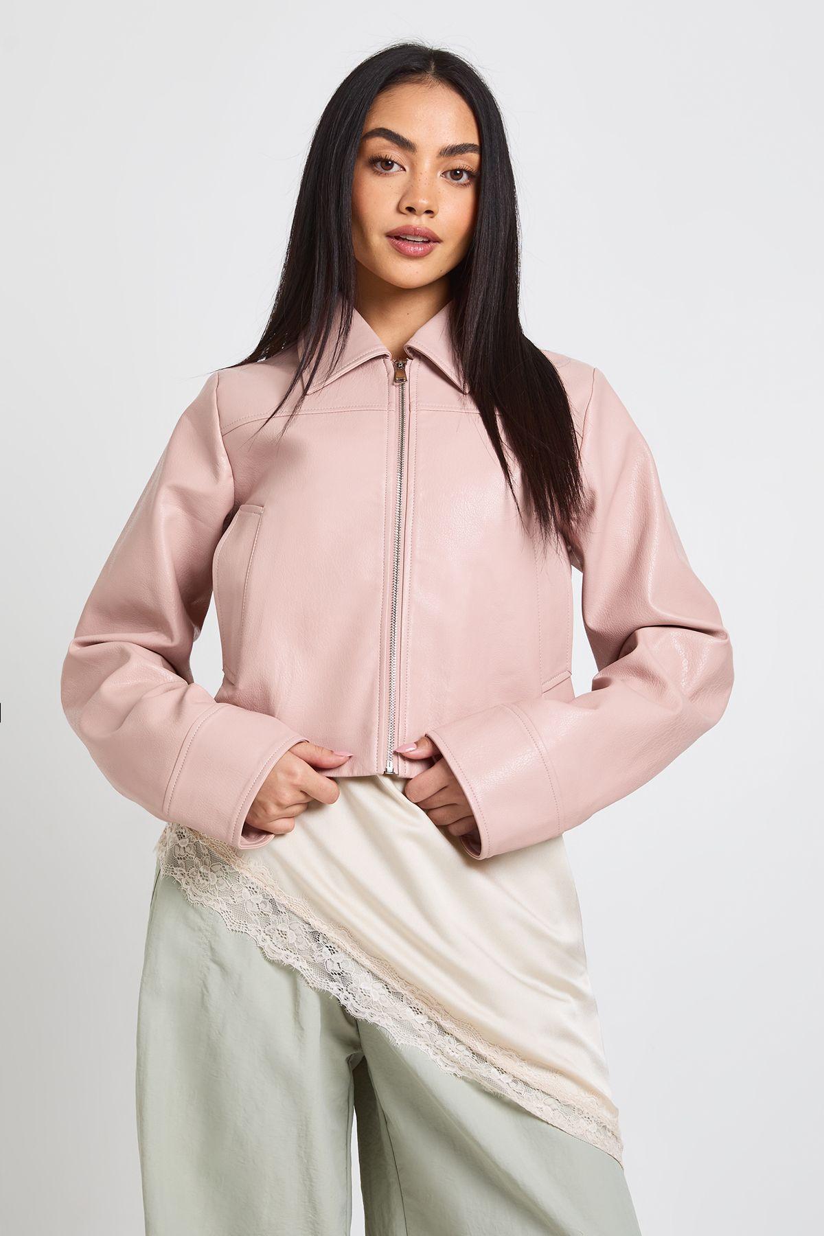 Faux Leather Zip Jacket by BOOHOO