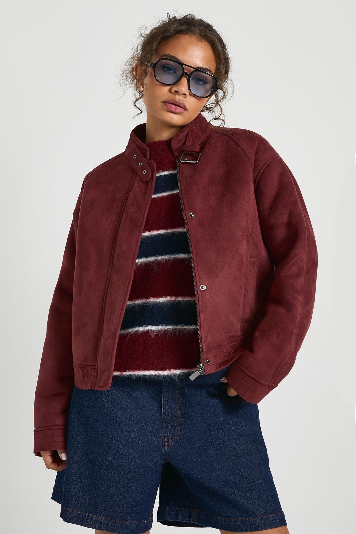 Faux Suede Aviator Jacket by BOOHOO