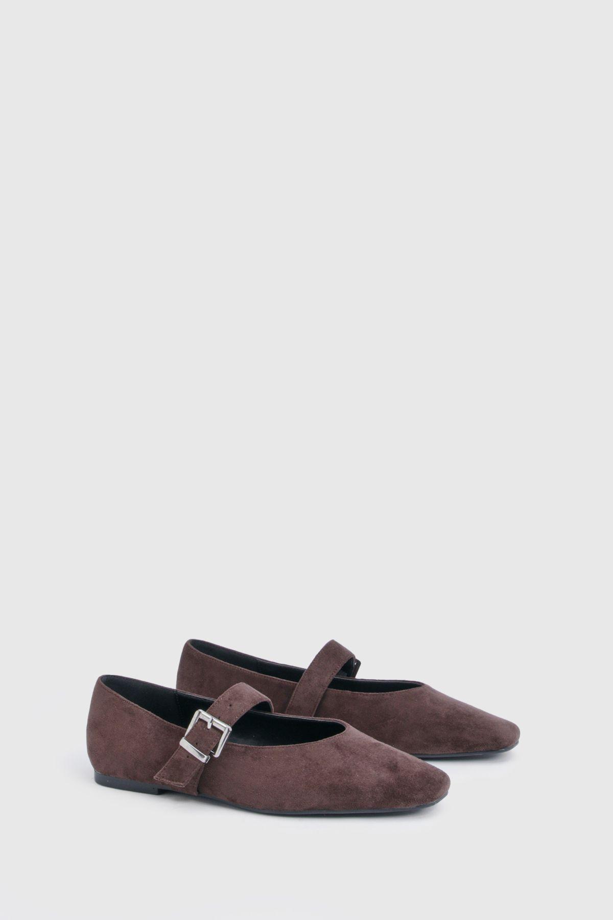 Faux Suede Ballet Flats by BOOHOO