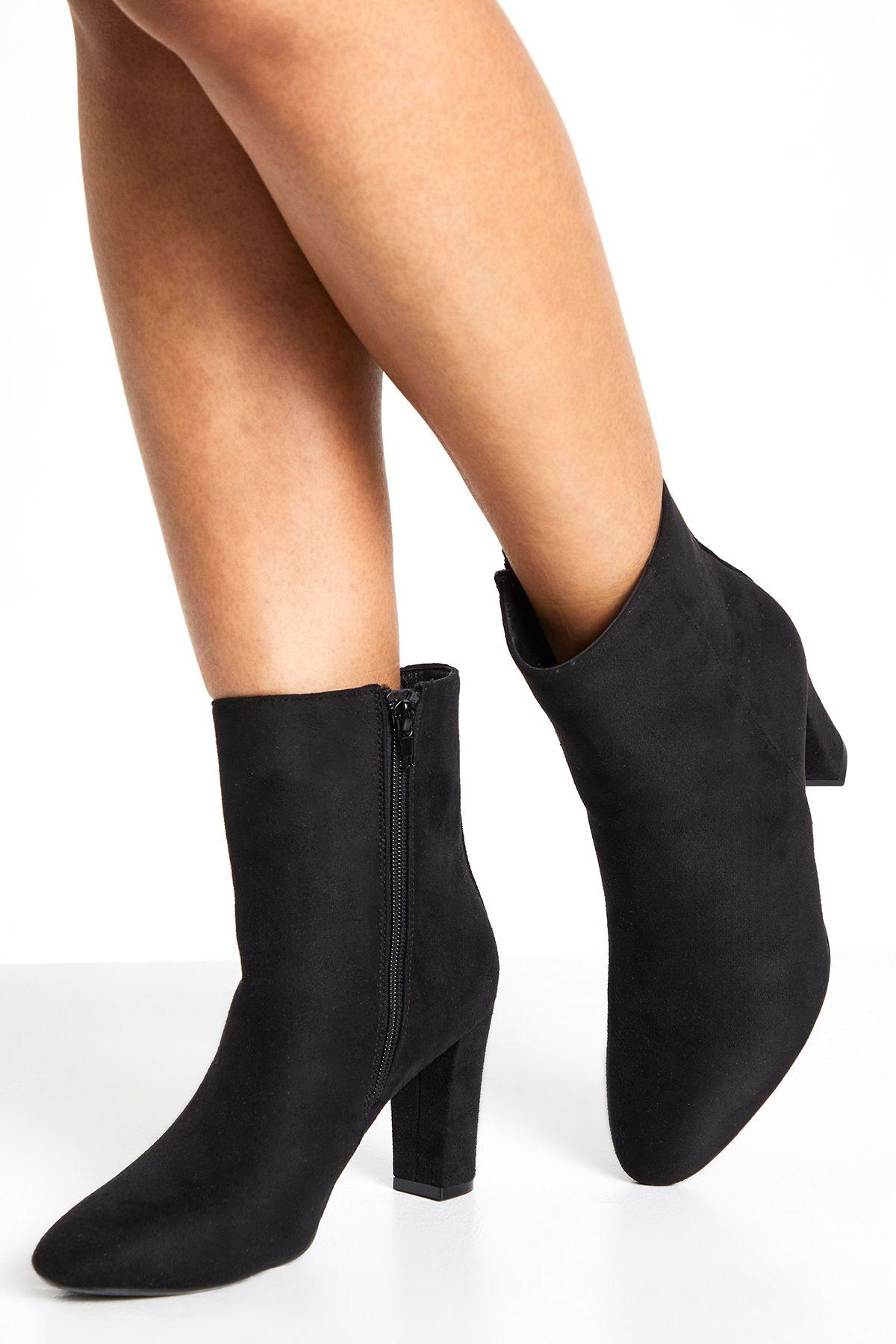 Faux Suede Block Heel Seam Detail Ankle Boots by BOOHOO
