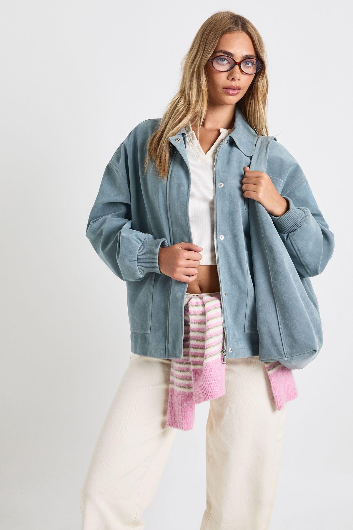 Faux Suede Bomber Jacket by BOOHOO