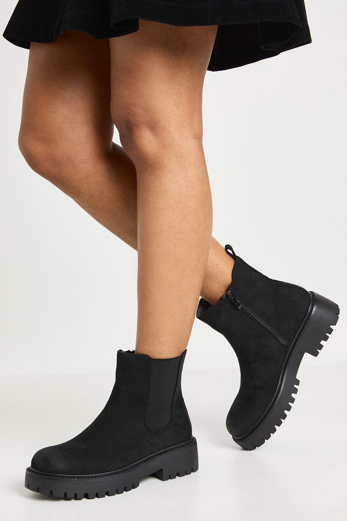 Faux Suede Chunky Panel Detail Chelsea Boots by BOOHOO
