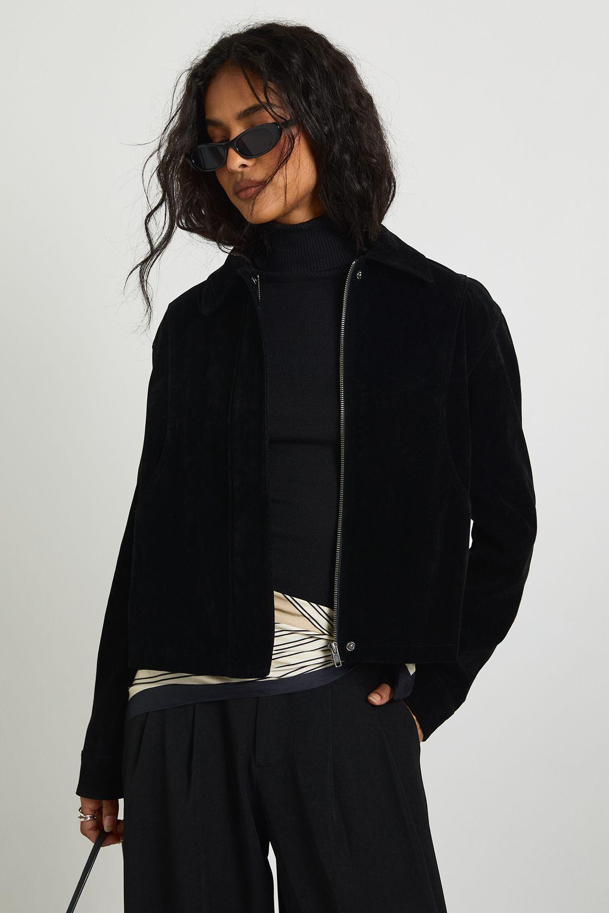 Faux Suede Collared Jacket by BOOHOO