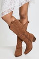Faux Suede Embroidered Western Cowboy Boots by BOOHOO Faux Suede Embroidered Western Cowboy Boots by BOOHOO