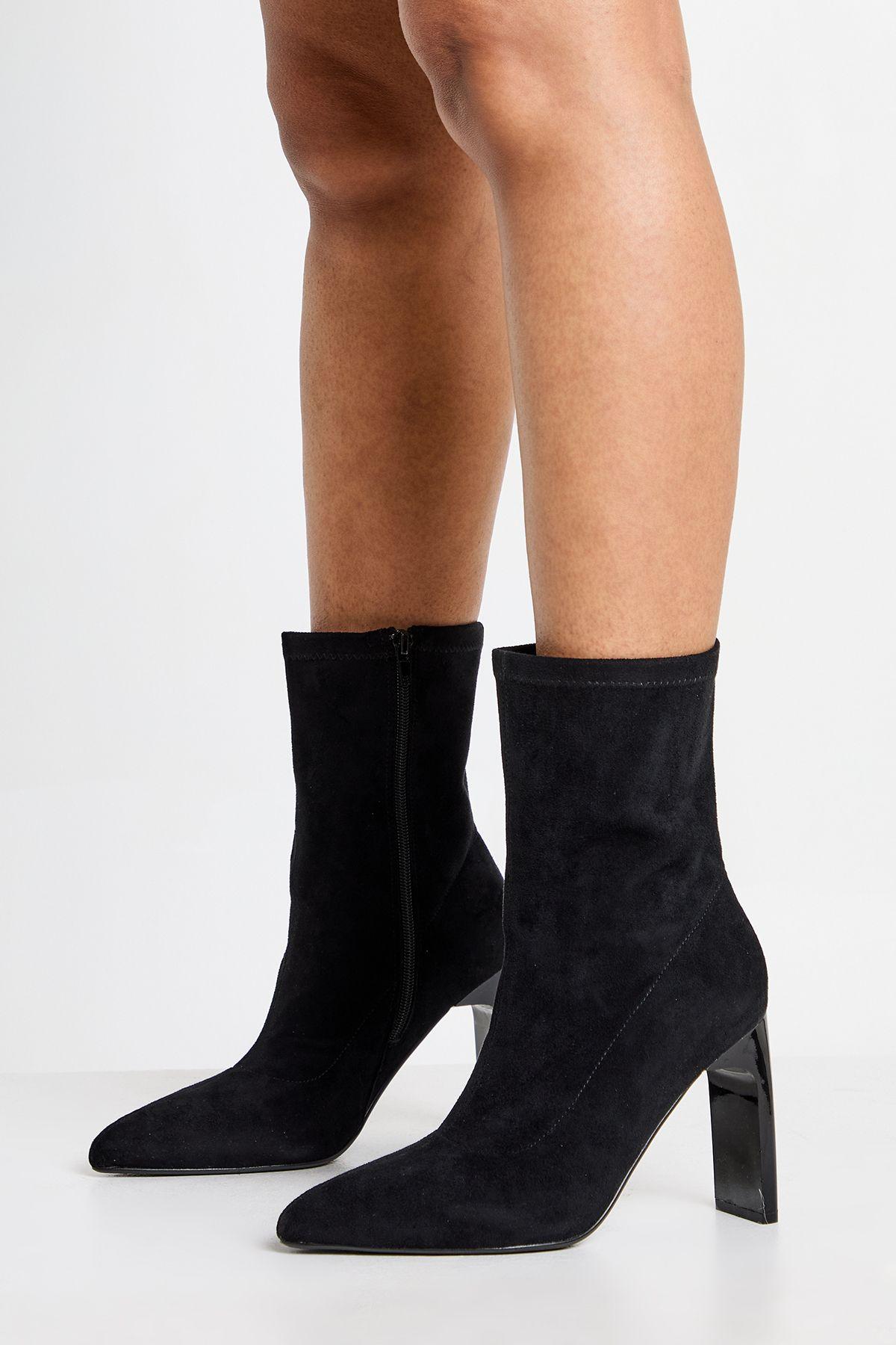 Faux Suede Flat Heel Ankle Sock Boots by BOOHOO