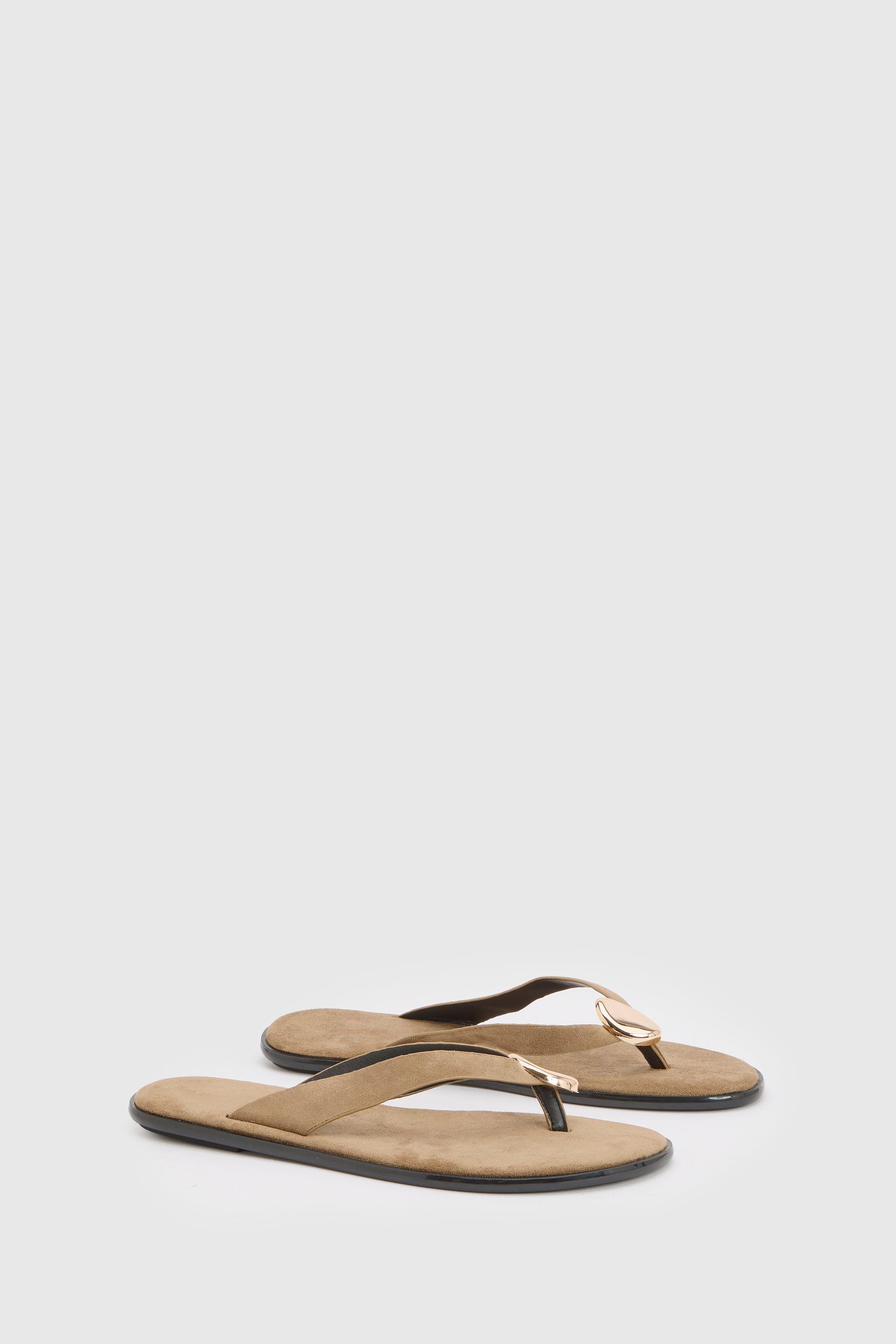 Faux Suede Hardware Detail Flip Flops by BOOHOO