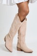 Faux Suede Knee High Western Cowboy Boots by BOOHOO