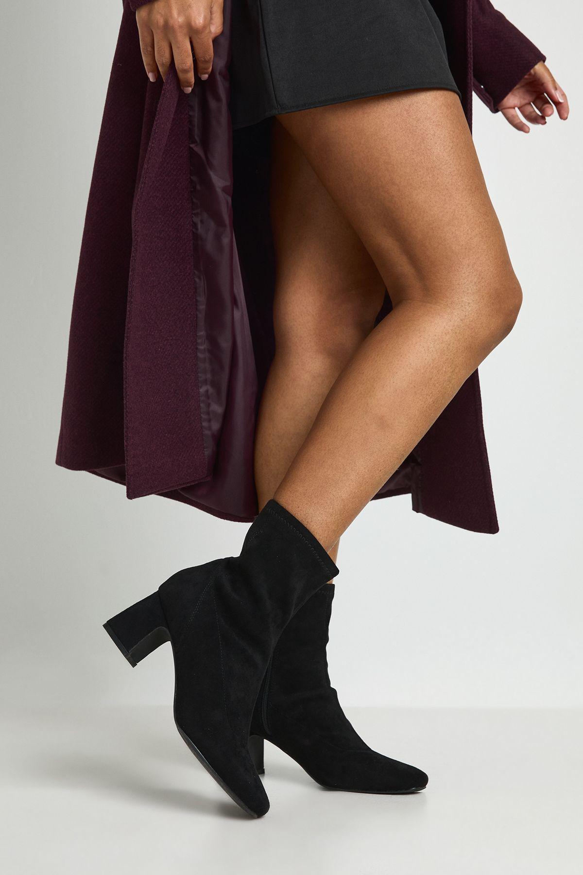 Faux Suede Low Block Ankle Boots by BOOHOO