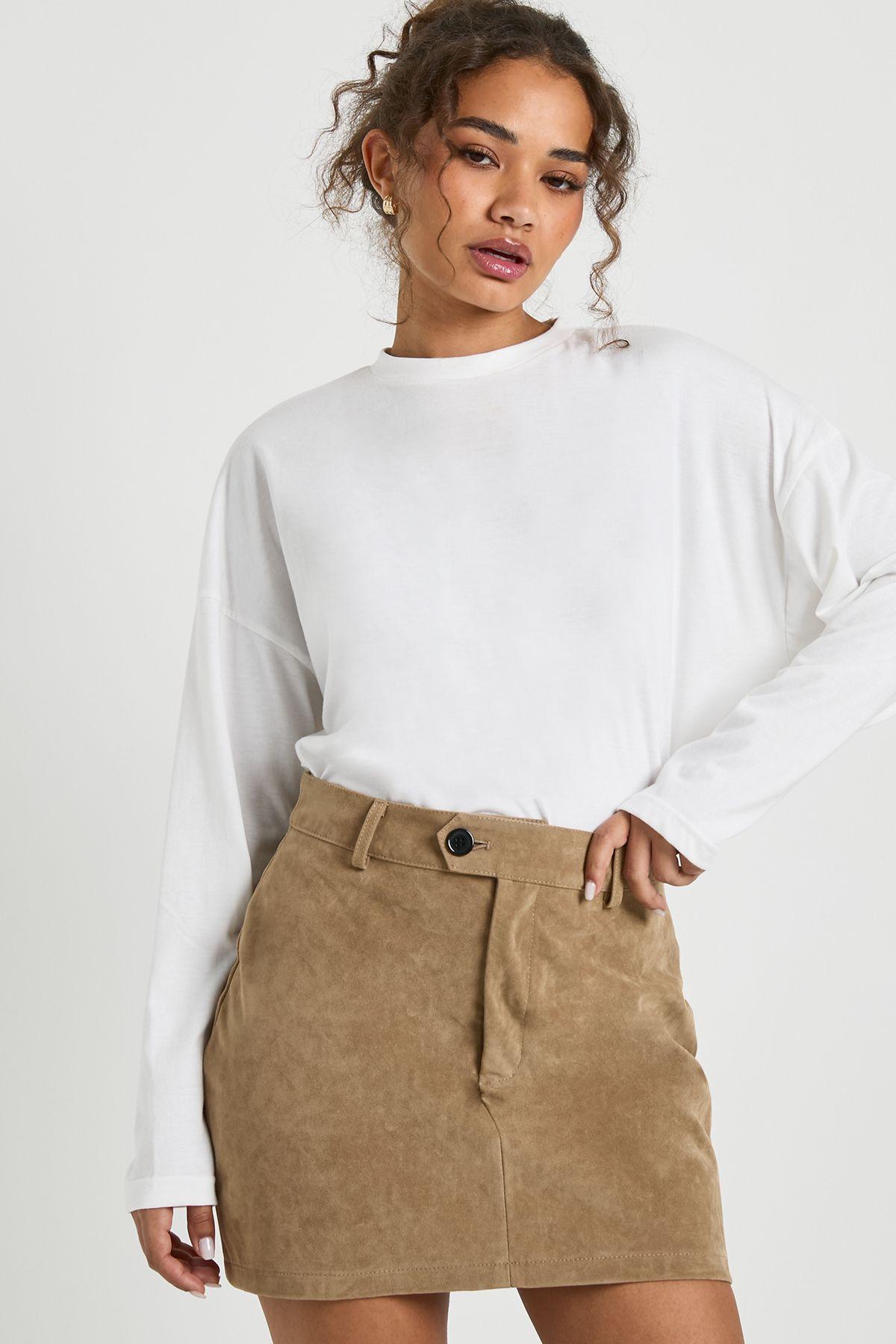Faux Suede Mini Skirt by BOOHOO