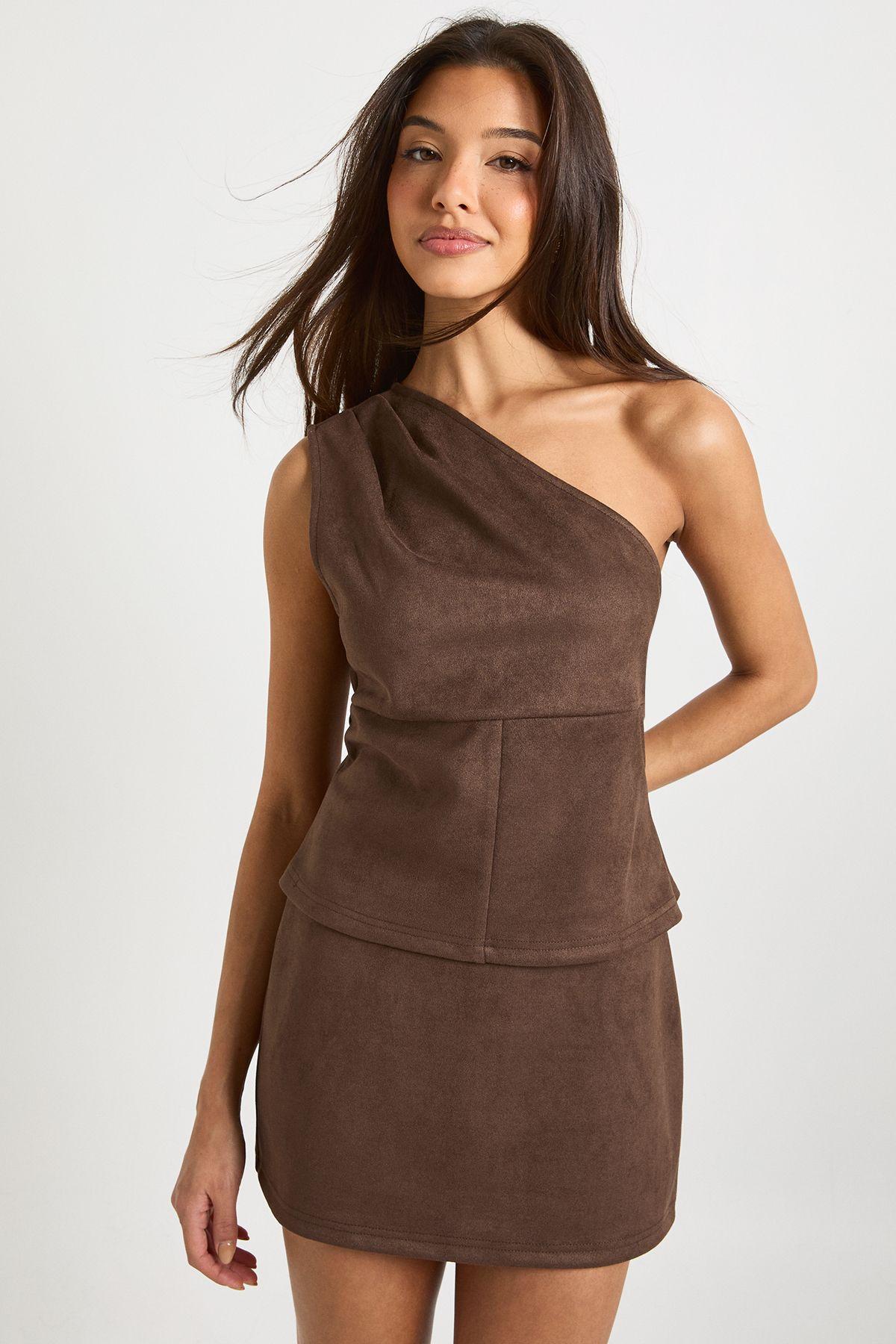 Faux Suede Mini Skirt by BOOHOO