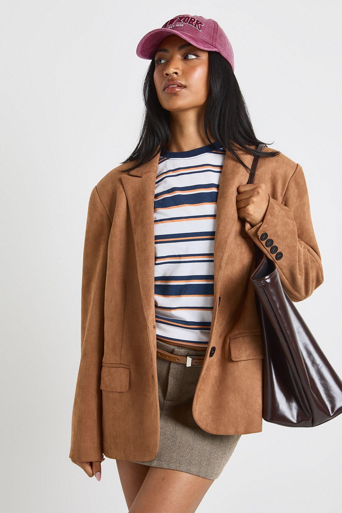 Faux Suede Oversized Blazer by BOOHOO