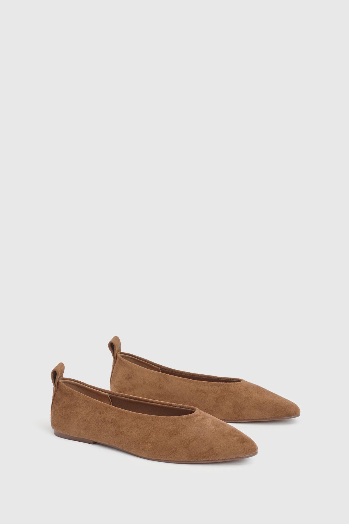 Faux Suede Round Toe Ballet Flats by BOOHOO