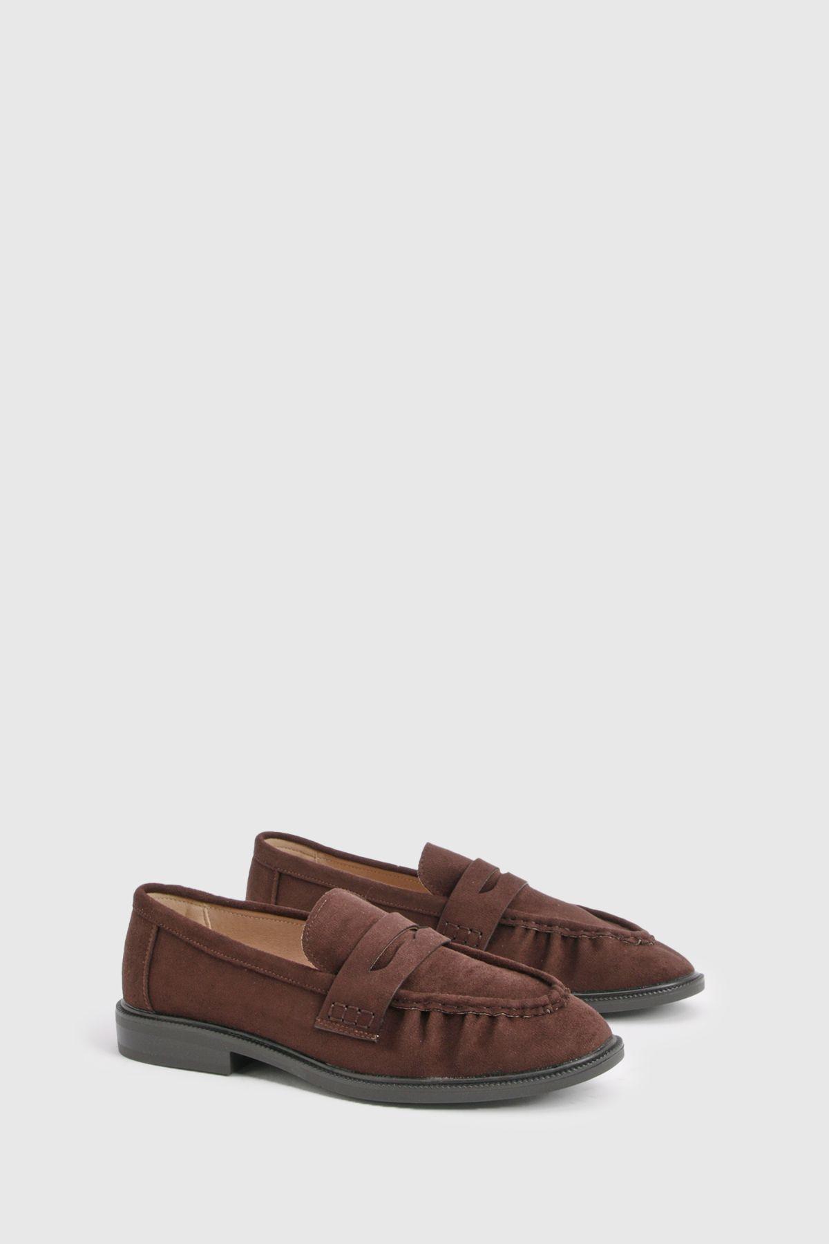 Faux Suede Ruched Loafers by BOOHOO