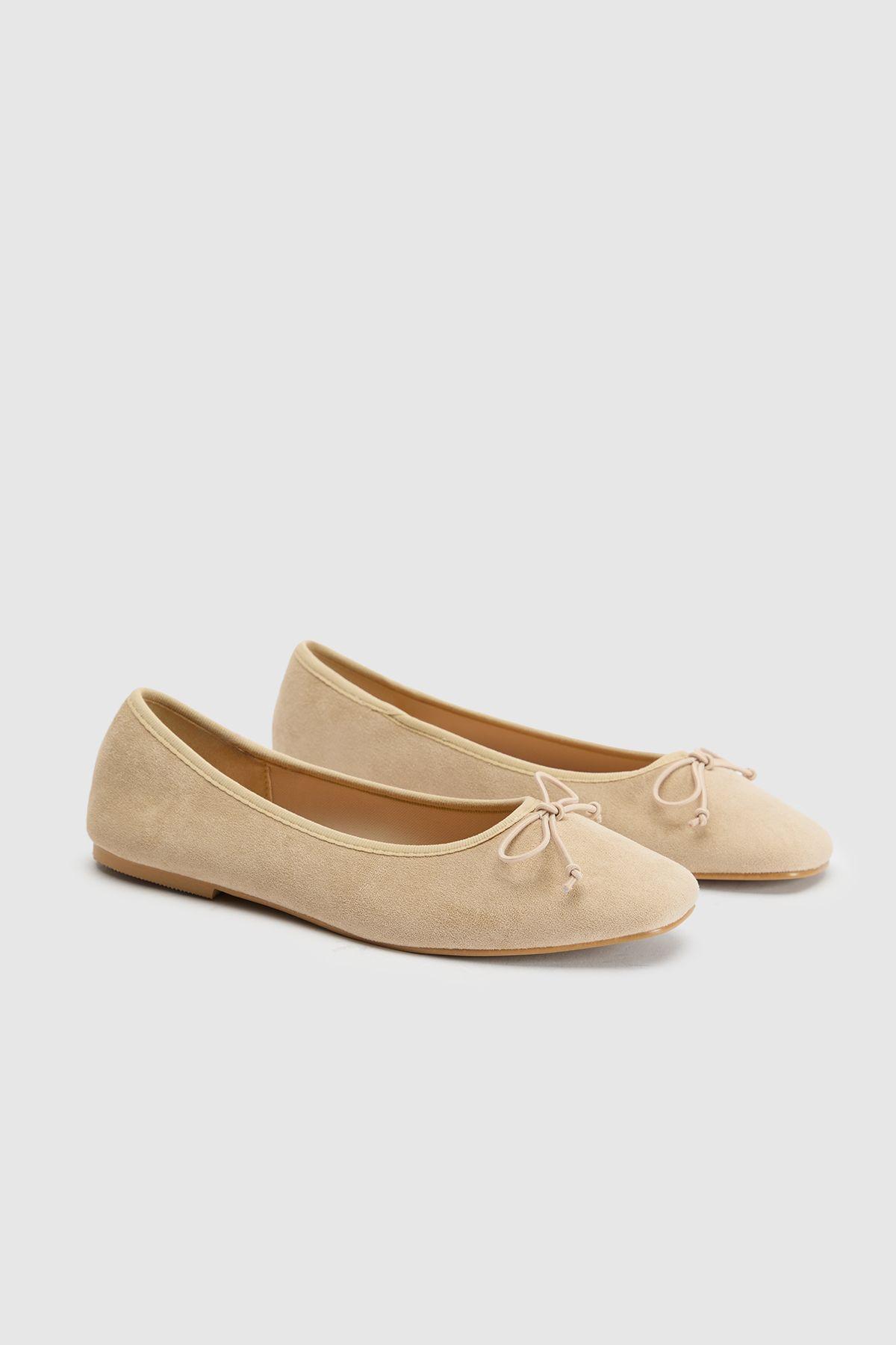 Faux Suede Square Toe Ballet Flats by BOOHOO