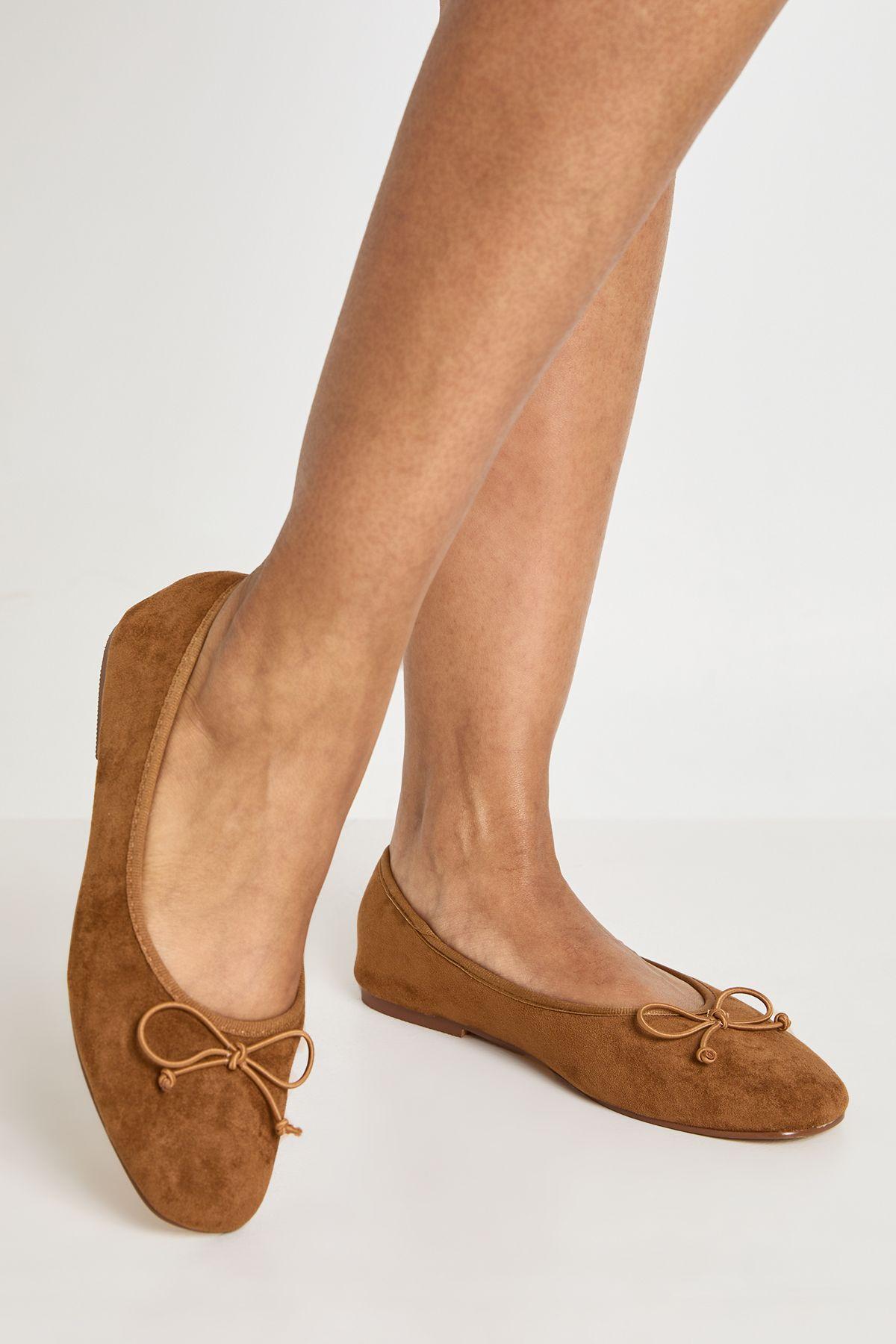 Faux Suede Square Toe Ballet Flats by BOOHOO