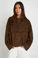 Faux Suede Wrap Collar Jacket by BOOHOO