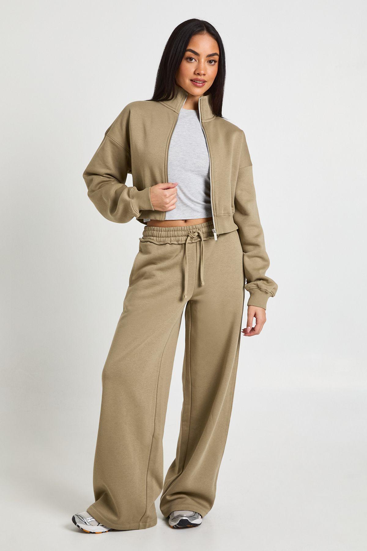 Fitted Funnel Neck Sweatshirt And Straight Leg Jogger Tracksuit by BOOHOO