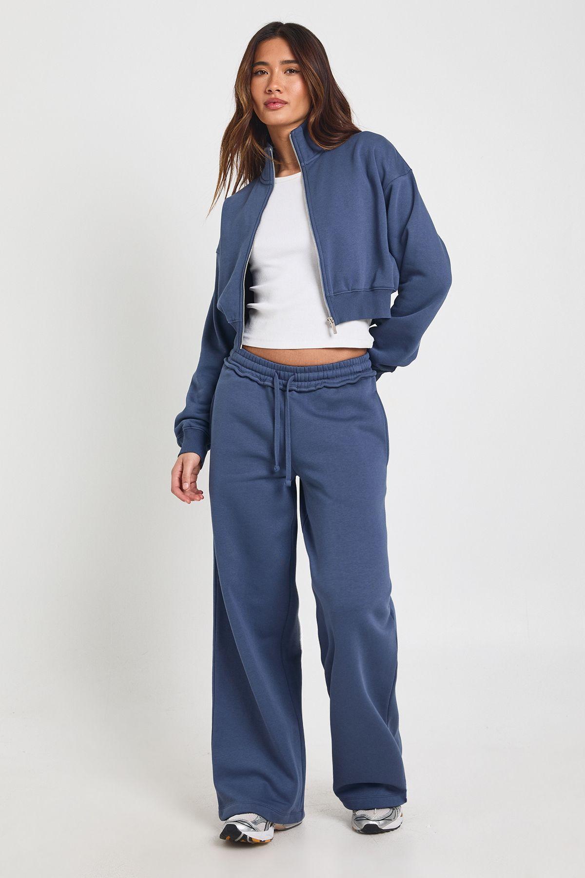 Fitted Funnel Neck Sweatshirt And Straight Leg Jogger Tracksuit by BOOHOO