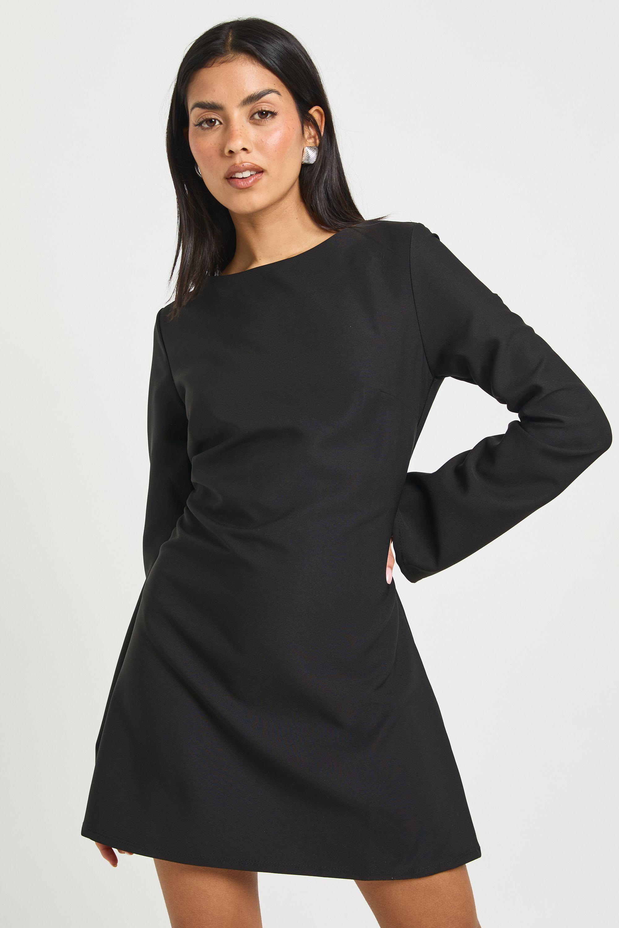 Flare Sleeve Tie Back Shift Dress by BOOHOO